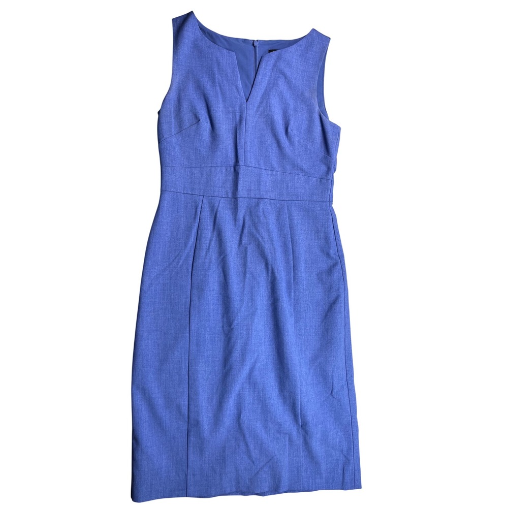 Banana Republic Dress Women's 4 Blue Sleeveless V Neck Pleated Sheath Midi